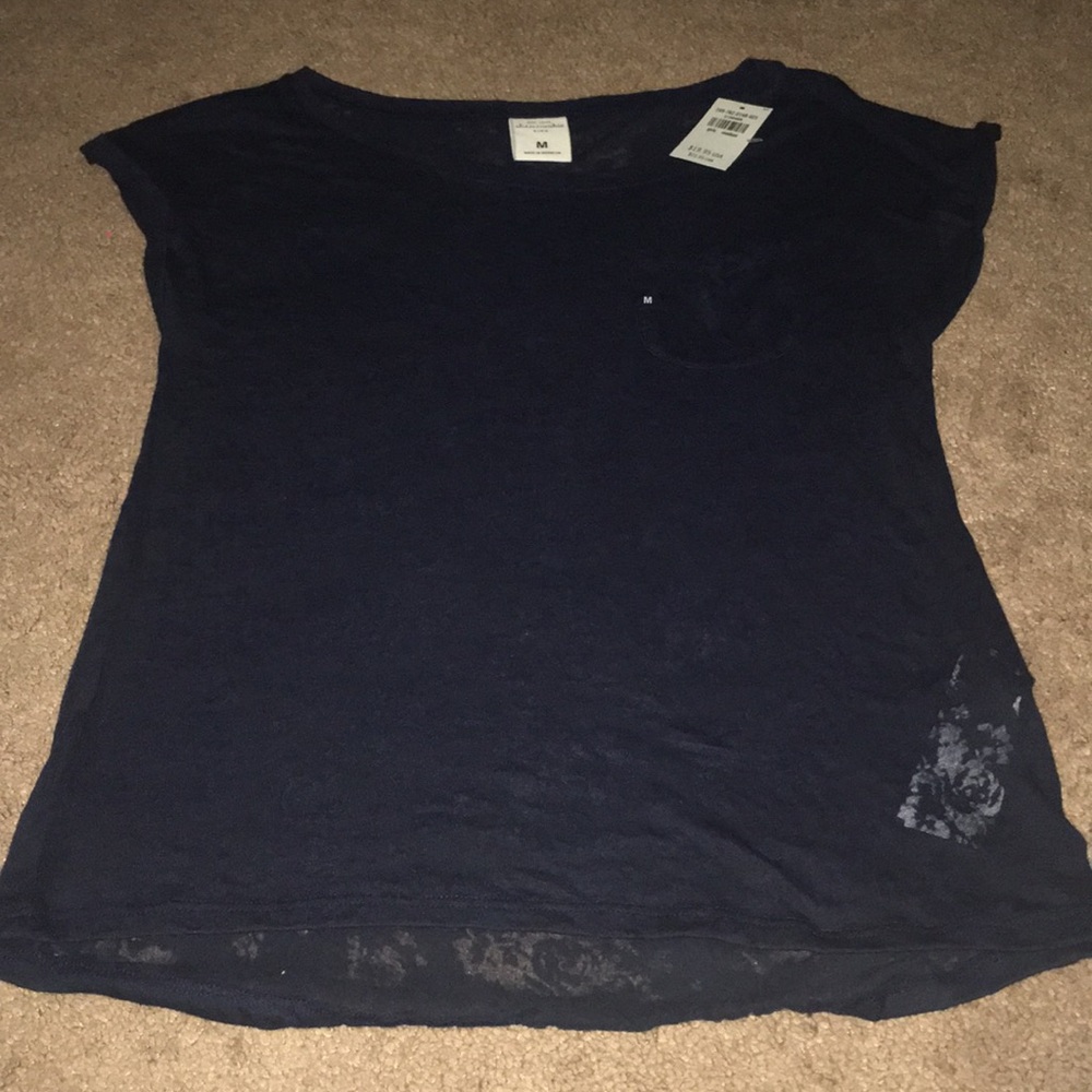 Navy Burn Out Top